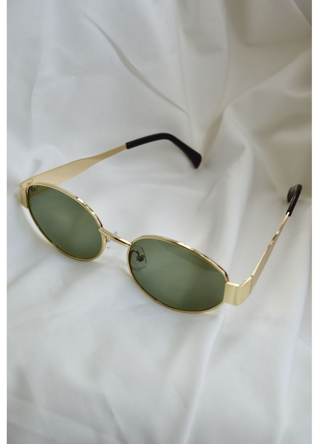 Окуляри жіночі сонцезахисні форма овал колір сіро-зелений у золотистій оправі LIGHT (349499389)