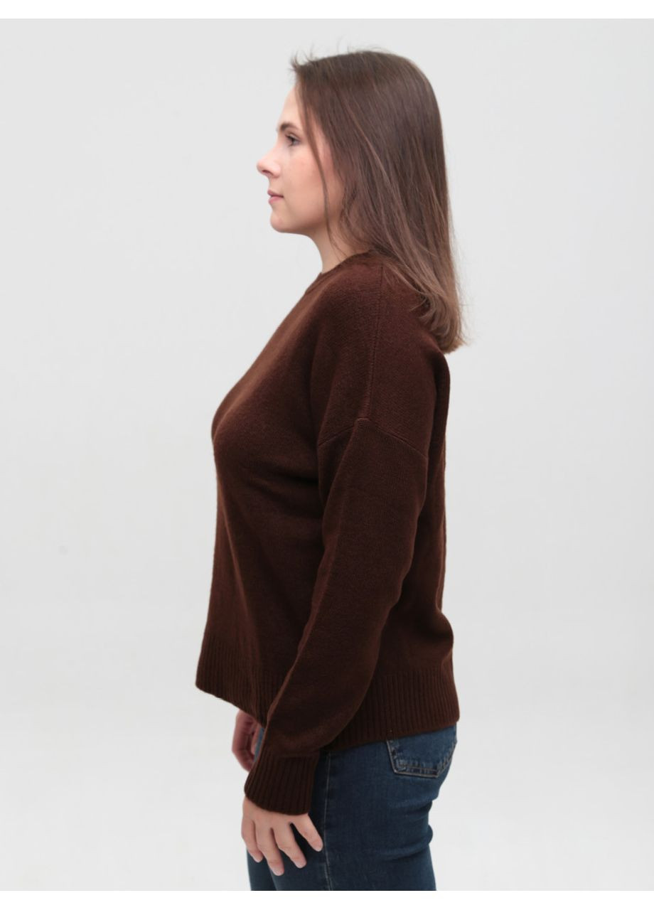 Коричневый демисезонный свитер женский коричневый прямой однотонный джемпер Karon Вільна