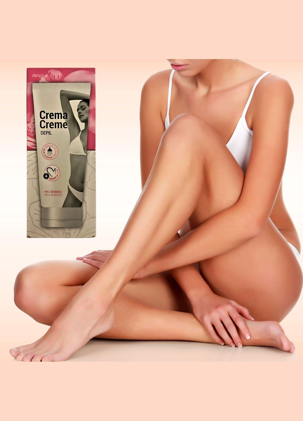 Женский крем для депиляции для чувствительной кожи 2 в 1 (крем + варежка) 200 мл. Crema Depil Deliplus (302802721)