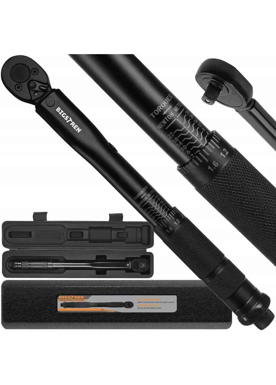 Динамометричний ключ 1/4" 2–24 Нм CrV, трещітка, регулювання, футляр (24591) Bigstren (366873750)