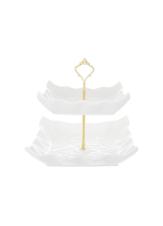 Фруктівниця 2-х ярусна Bona Di Монстера 988-443 25 см біла BonaDi (297158983)