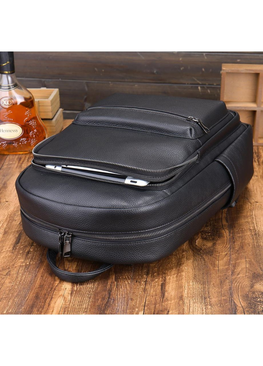 Рюкзак мужской кожаный с качественной фурнитурой Qvant 131419-117 - Черный Tiding Чоловічі шкіряні рюкзаки (366889760)