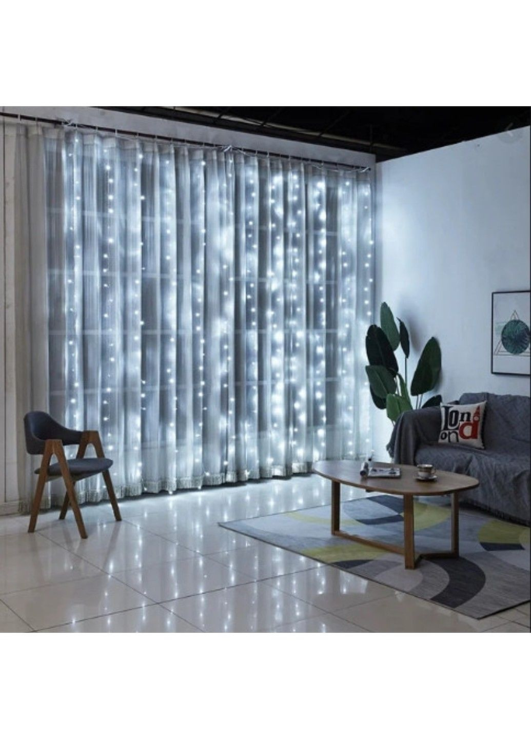 Гирлянда штора Водопад 480 led 3.0х3.0м Холодный белый No Brand (331640032)