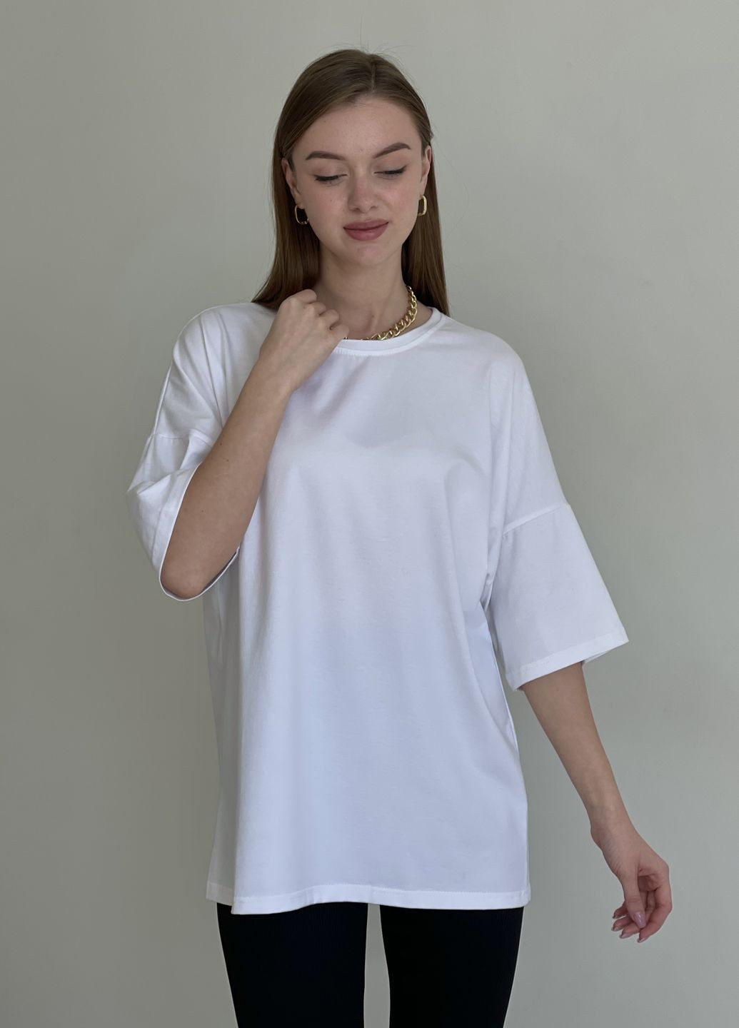 Біла літня футболка оверсайз жіноча чорна монті 800001001 з коротким рукавом Merlini