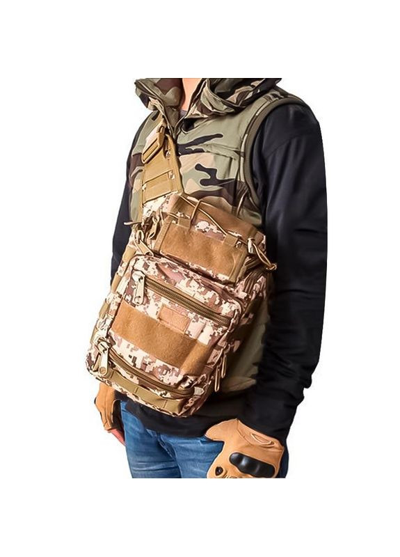 Сумка тактична через плече Outdoor A25 Sand Pixel 7 шт. Aokali (352012337)