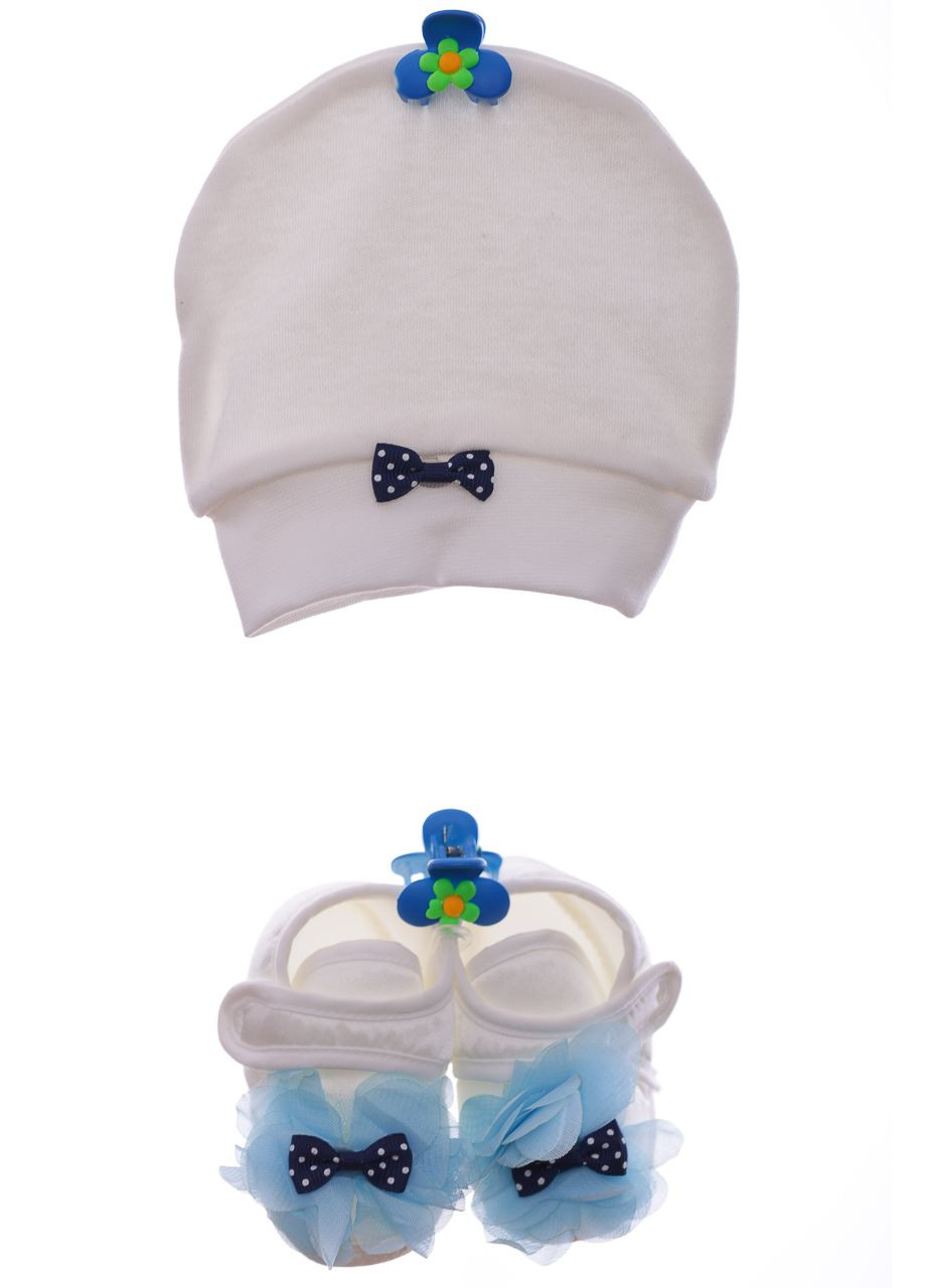 Пінетки та шапка для хлопчика трикотажна з блакитним бантом. см (38914) BABYKROHA (297197854)