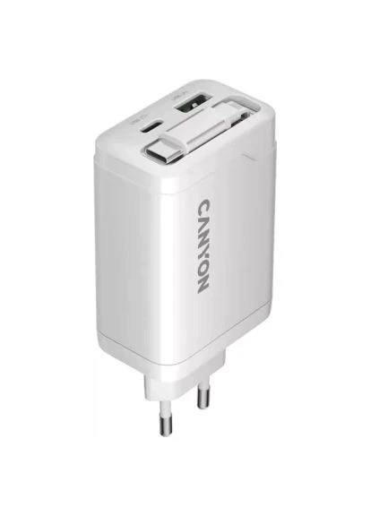 Зарядное устройство Canyon 1xUSB-C PD65W + 1xUSB QC3.0 + кабель USB-C to USB-C белый (CNS-CURC65ACW) VAG 1xUSB-C PD65W + 1xUSB QC3.0 + cable USB-C to USB-C (380215560)