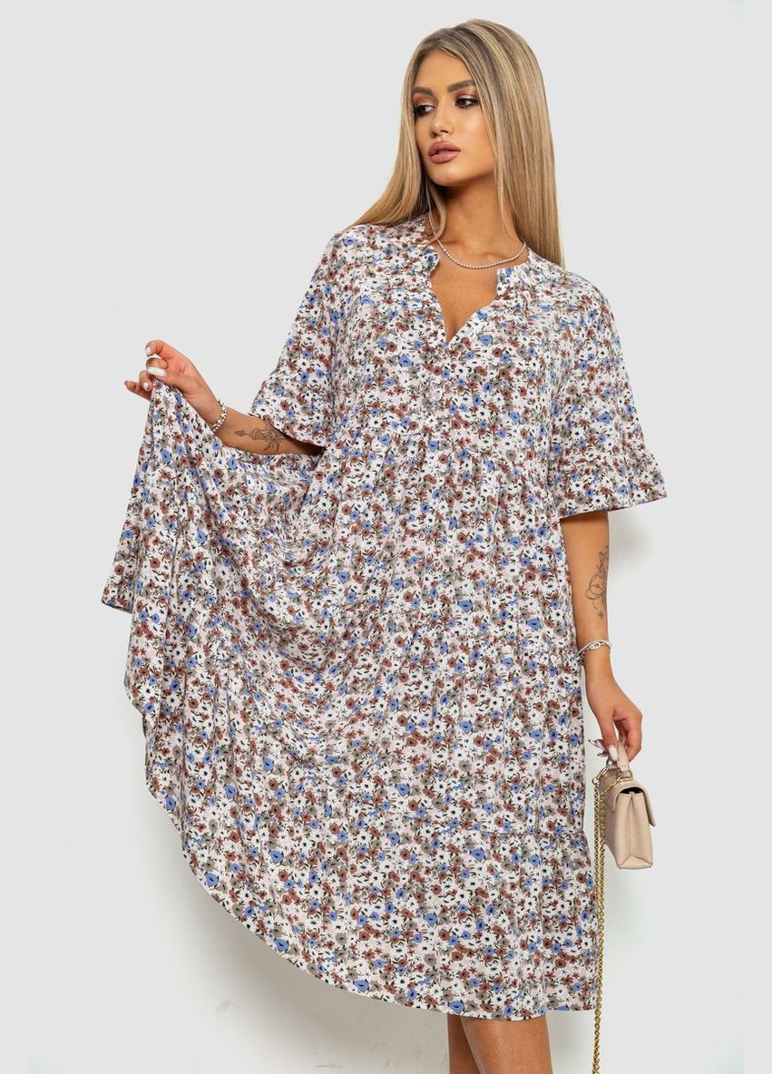 Розово-коричневое платье с цветочным принтом Ager