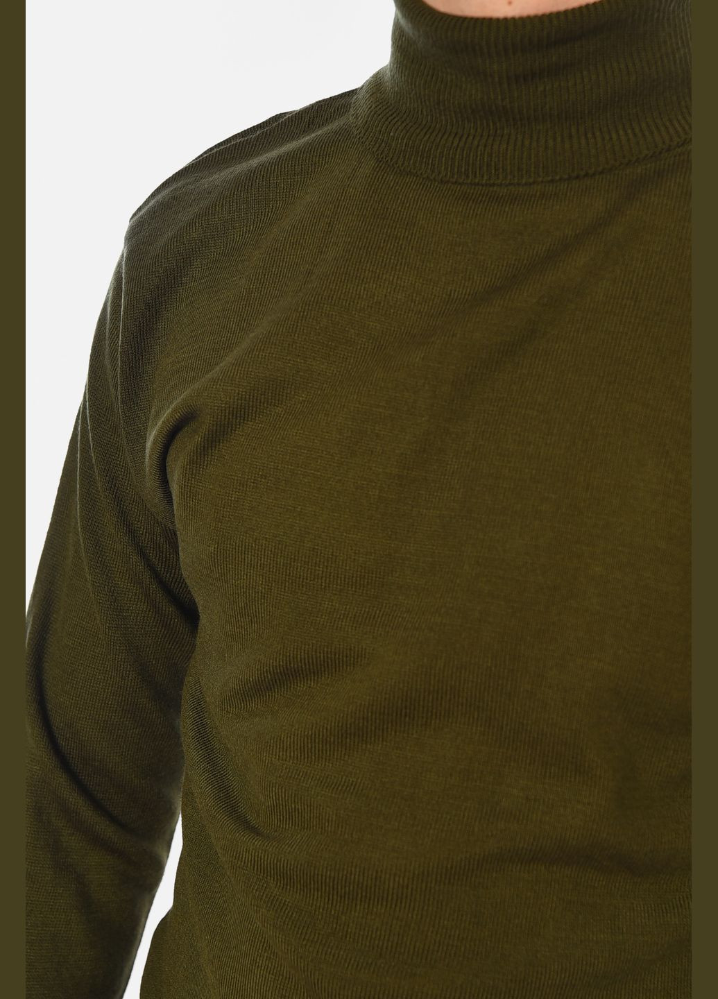 Темно-зеленый демисезонный свитер мужской однотонный тёмно-зеленого цвета пуловер Let's Shop