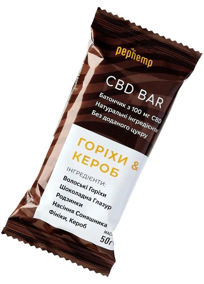 Батончик з КБД "Горіхи та кероб" у шоколадній глазурі, 100 мг CBD Bar 50g (1546142-44072751) Pep Hemp (368887174)