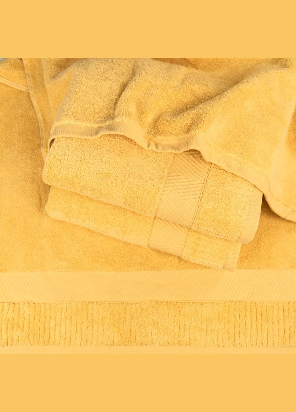 GM Textile комплект махрових рушників зеро твіст бордюр 3шт 40x70см, 50x90см, 70x140см 550г/м2 (жовтий) жовтий виробництво -