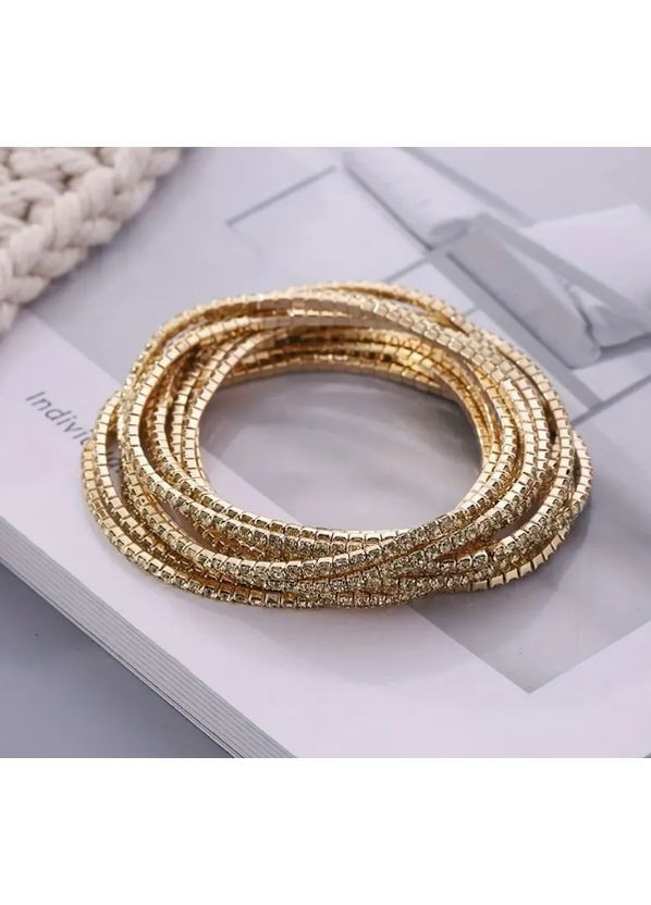 Браслети комплект 12 одиниць стрази золотисті No Brand (366088564)