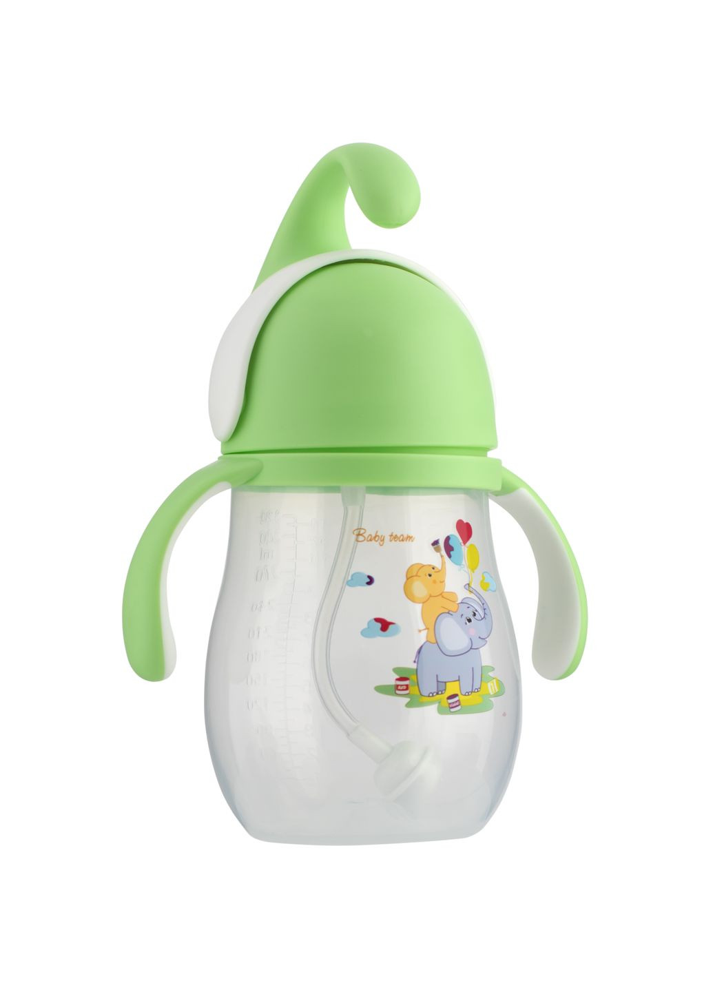 Поїльник з силіконовою трубочкою та ручками Слоник, 320 мл () Baby Team 5009 (331789606)