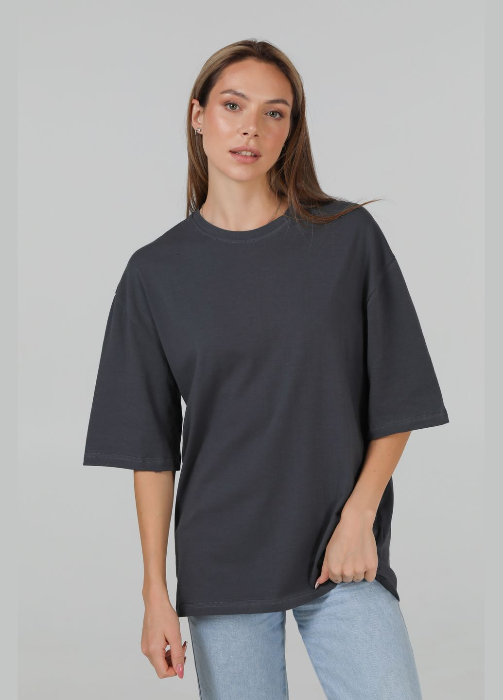 Набір оверсайз футболок жіночих 4шт, Бежевий/Коричневий/Темно-сірий/Чорний (U0104W-4PACK4) RAY Oversize - (345556634)