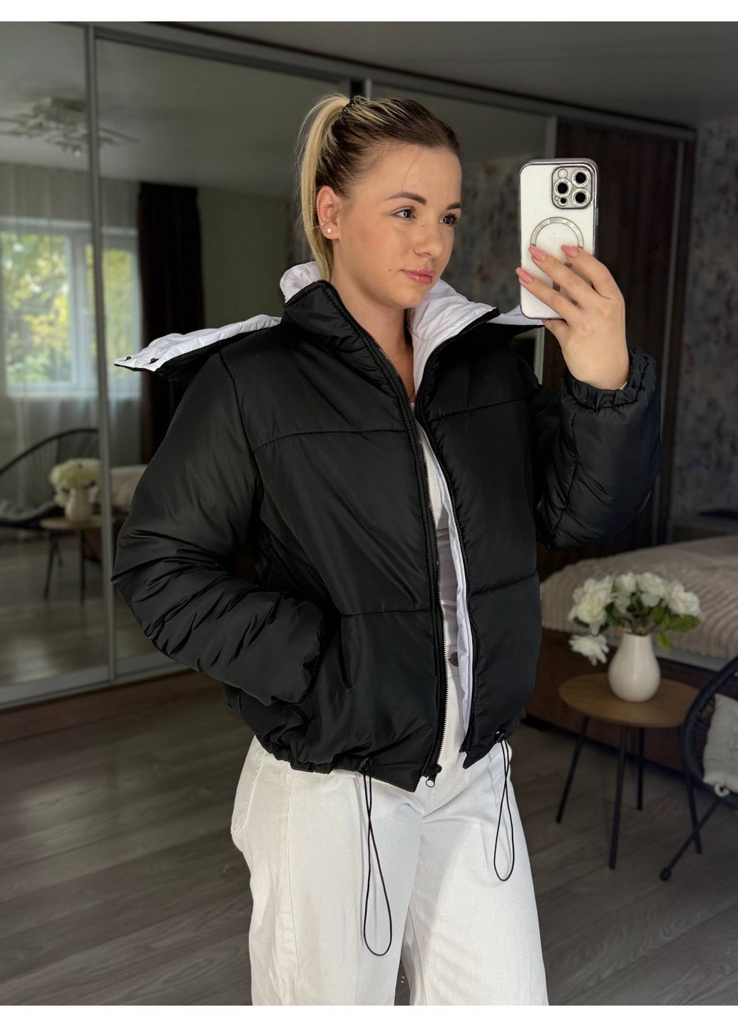 Чорна демісезонна жіноча куртка No Brand