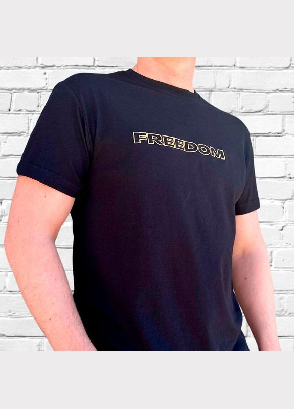 Черная футболка с вышивкой золотым freedom мужская (367920-19-3) No Brand