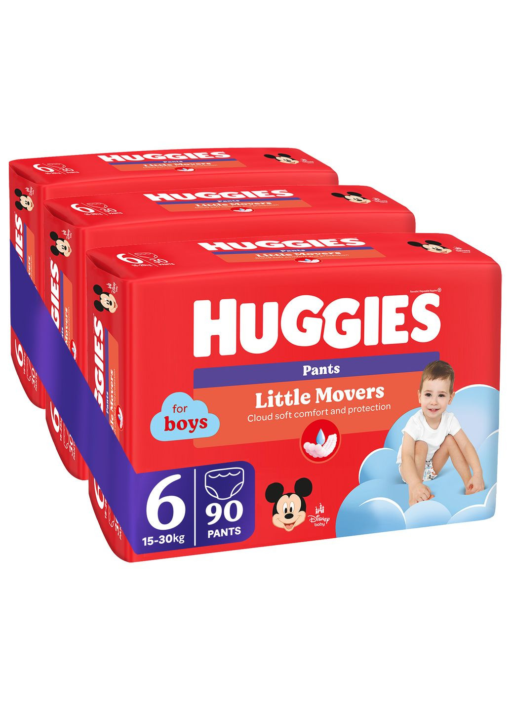 Подгузники-трусики для мальчиков Little Movers Pants 6 (15-25 кг), 90 шт. Huggies (328309138)