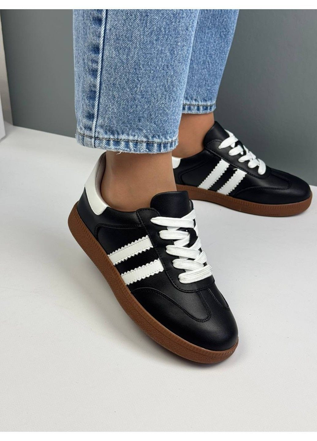 453 Кеды Кожаные Черные Hengji чёрные демисезоны (367960238)