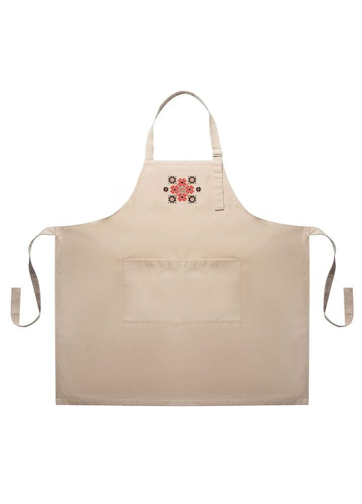 Фартух універсальний із етновишивкою й кишенею, водовідштовхувальний, бавовна, великий розмір, для жінок і чоловіків. No Brand (366327351)