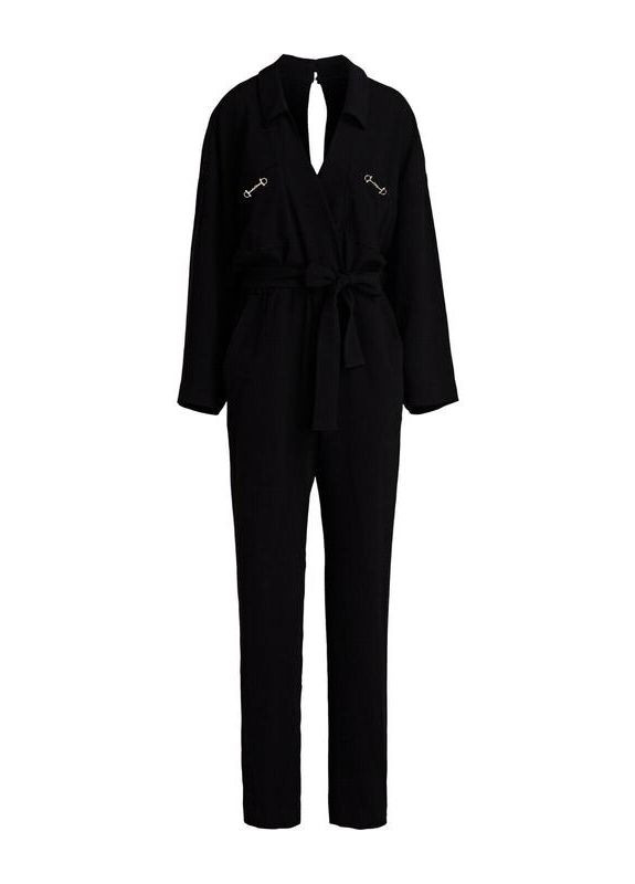 Стильний комбінезон Maje комбінезон-брюки чорний святковий, повсякденний, вечірній, діловий, кежуал поліестер, ацетат