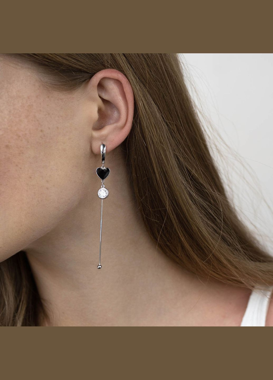 Срібні сережки Сердечка (емаль, фіаніт) 122789 Oniks (264023437)