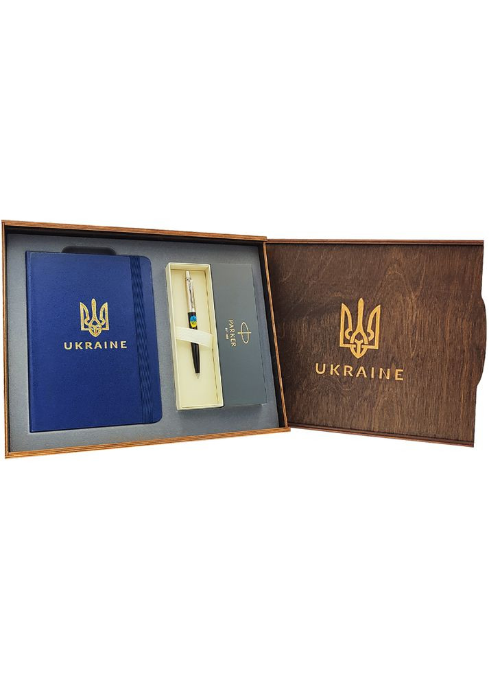 Подарочный набор: Коробка + Шариковая ручка JOTTER Ukraine 15632_T1026u + Блокнот Axent Partner Ukraine Cиний Parker (316517496)