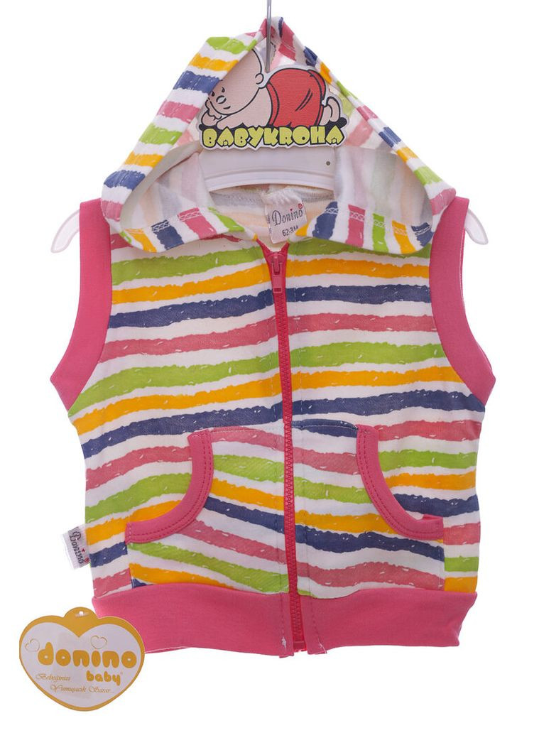 Рожевий демісезонний костюм боді, штани та жилет для дівчинки кульки рожевий 68 см (36909) BABYKROHA