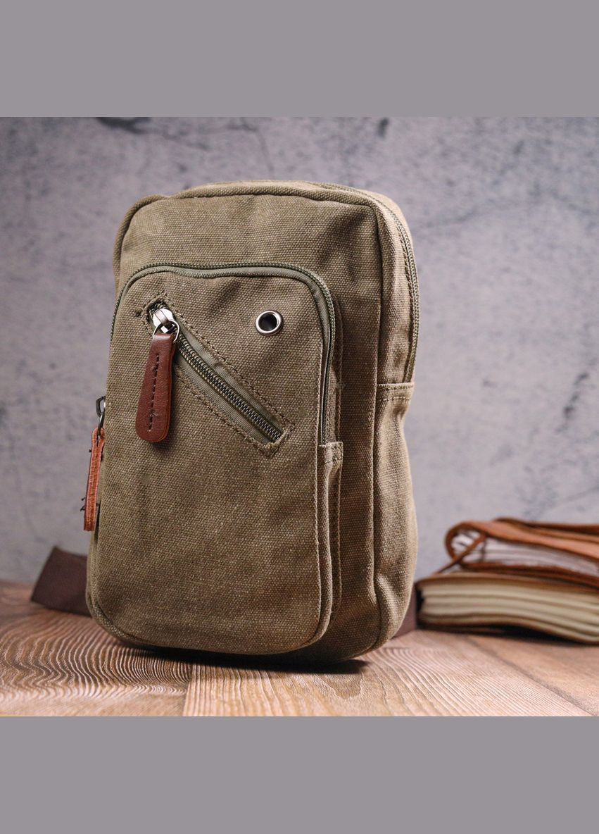 Сумка мужская через плечо из плотного текстиля 21231 Оливковая Vintage (302009366)