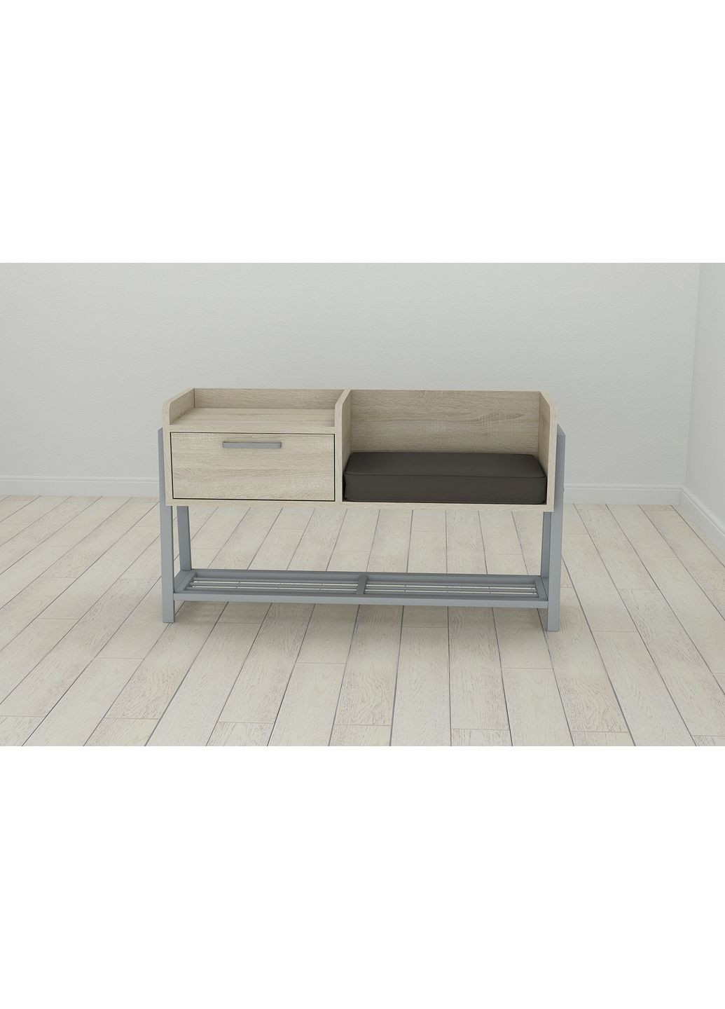 Банкетка с прикроватной тумбочкой Бланка 540x1000x320 металл Серый ДСП Сонома 16 мм (FRD-103041) Ferrum-decor (353500503)