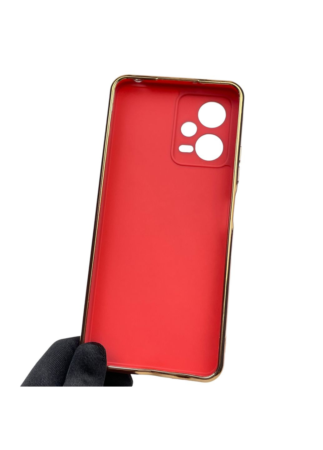 Чохол для Redmi Note 12 5G глянсовий із золотою окантовкою із захистом камери на сяомі редмі нот 12 5г червоний Xiaomi (366020523)
