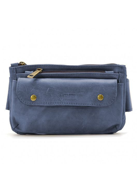 Сумка на пояс кожаная, бананка RK8136-3md синий крейзе TARWA (298684339)