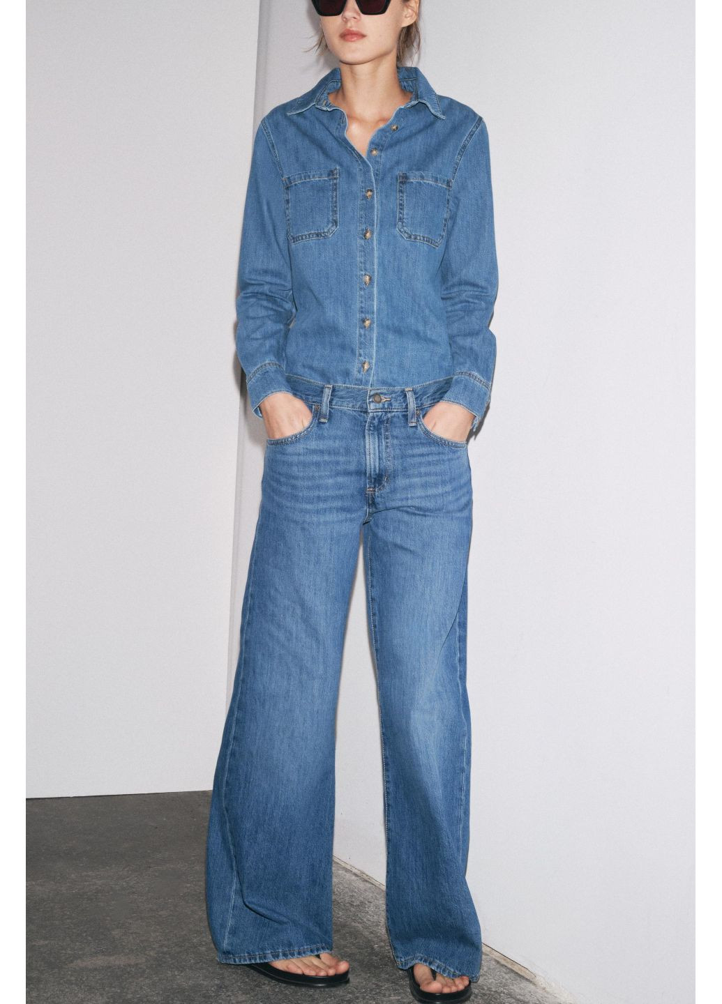 Джинсы ZW COLLECTION WIDE-LEG с низкой посадкой Zara - (349834653)