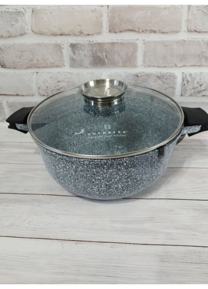 Каструля EB-3977 з гранітним антипригарним покриттям 22 см 3.7 л Сірий Edenberg (359401899)