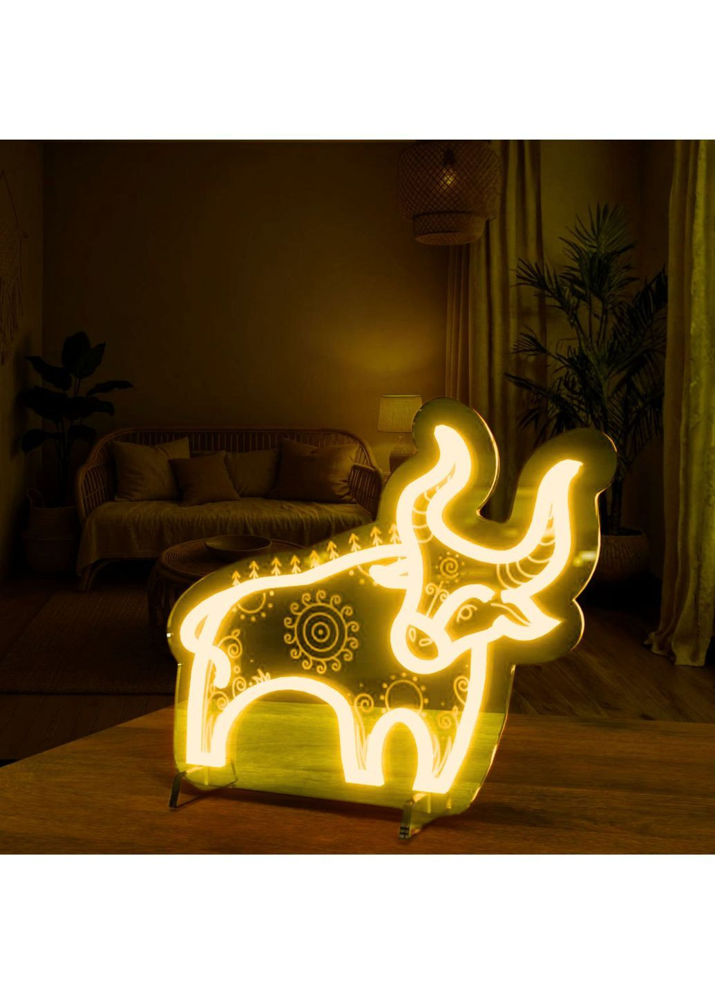 Неоновый ночник Бык. Сила Предков Желтый 32×27 см NeonChic (367729351)