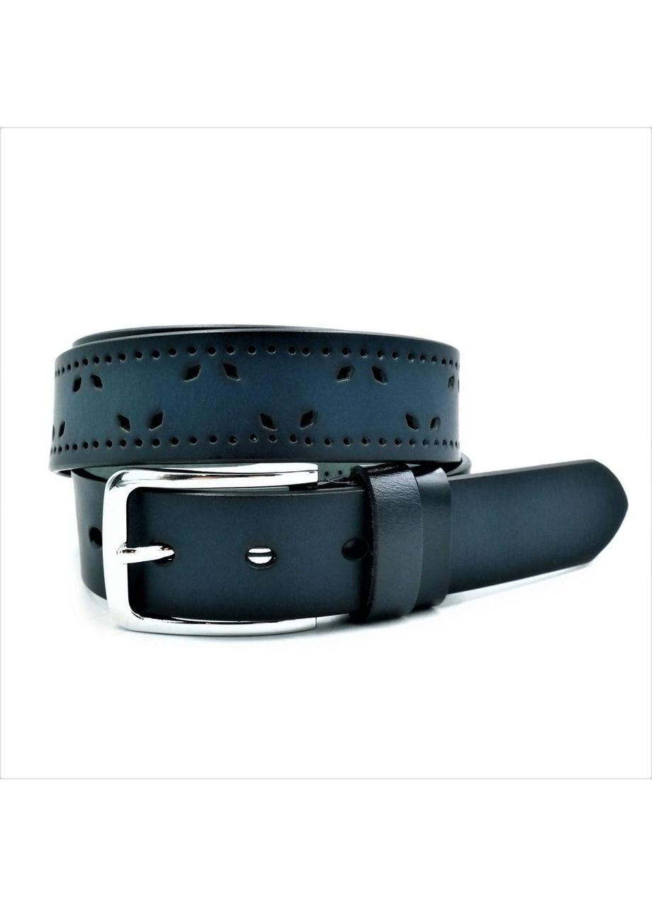 Жіночий ремінь темно-синій 3,3 см натуральна шкіра ProDobro (364671669)