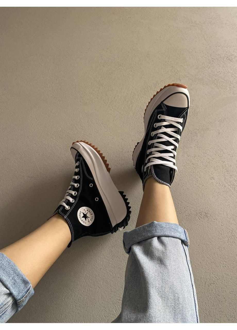 Черные демисезонные кеды мужские converse run star high black white конверс ран стар No Brand