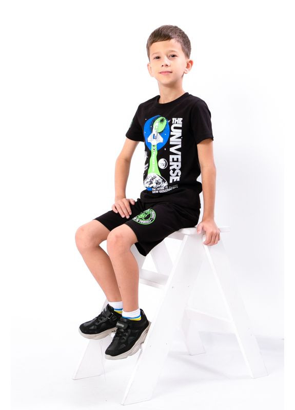 Черная повседневный рубашка с рисунком Носи своє