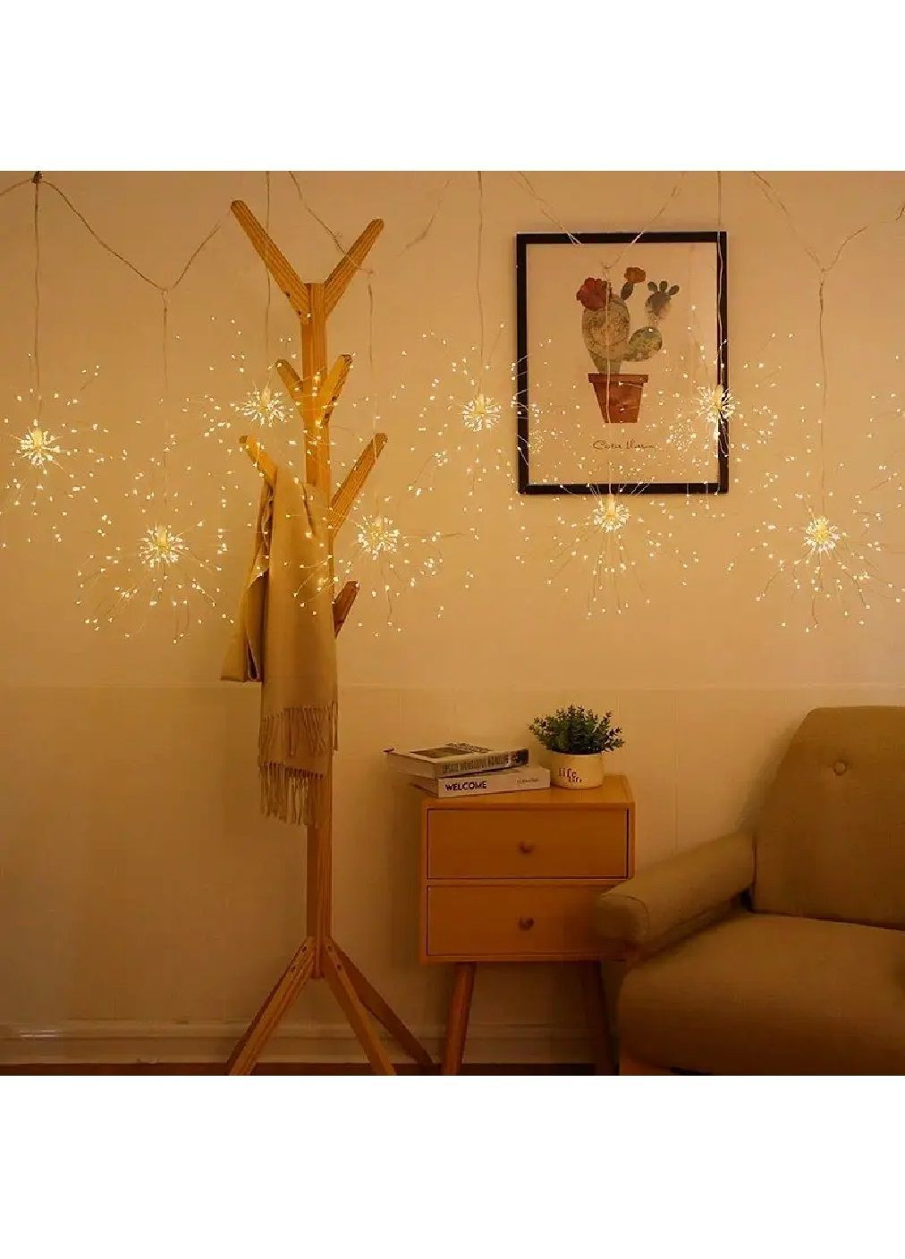 Гирлянда штора фейерверк светодиодная новогодняя с работой от сети контроллером 3 м 500 лампочек (482151-Prob) Теплый белый Unbranded (370914569)