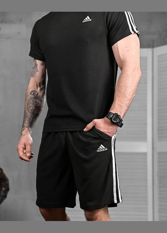 Стильний чоловічий літній костюм Adidas чорний Freedom (340272974)