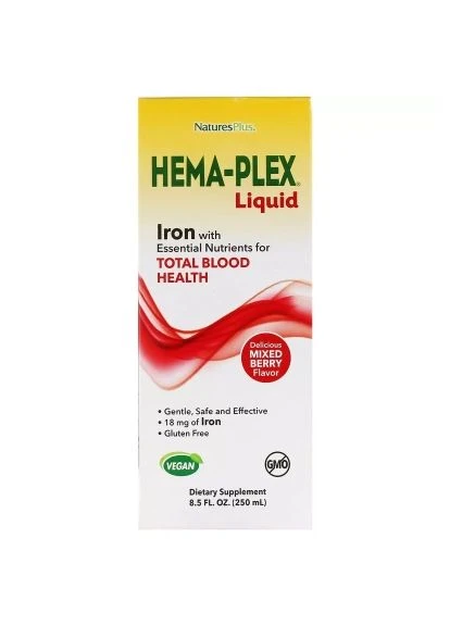 Вітамінно-мінеральний комплекс Рідкий комплекс Hema-Plex із залізом, Liquid iron, 250 мл. (NAP-37687) Natures Plus Жидкий комплекс Hema-Plex с железом, Liquid iron (401658894)