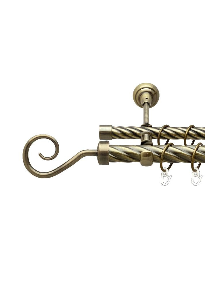 Карниз Гак металевий дворядний відкритий скручена труба Антик 25\19 мм 160 см (00-00017873) ORVIT (300688630)
