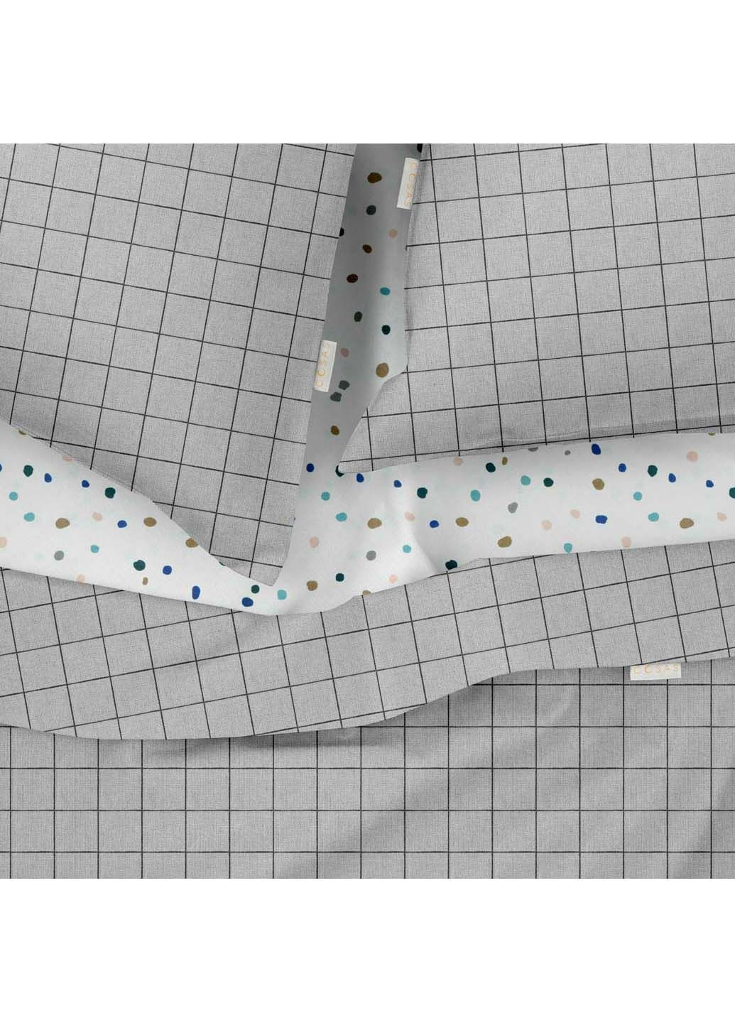 Сімейна постіль з простирадлом на гумці GREY GEOMETRY CS7 2х160х220 см Cosas (307475127)
