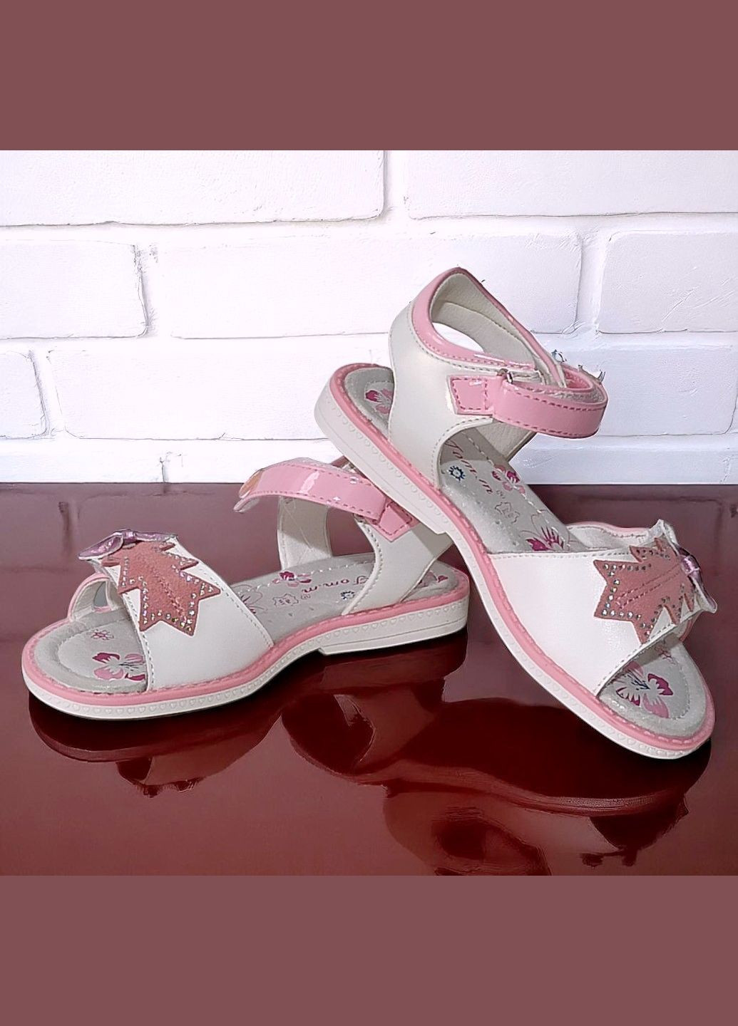 Белые повседневные, праздничные открытые босоножки на липучках сандалии для девочки том м Tom.M на липучке