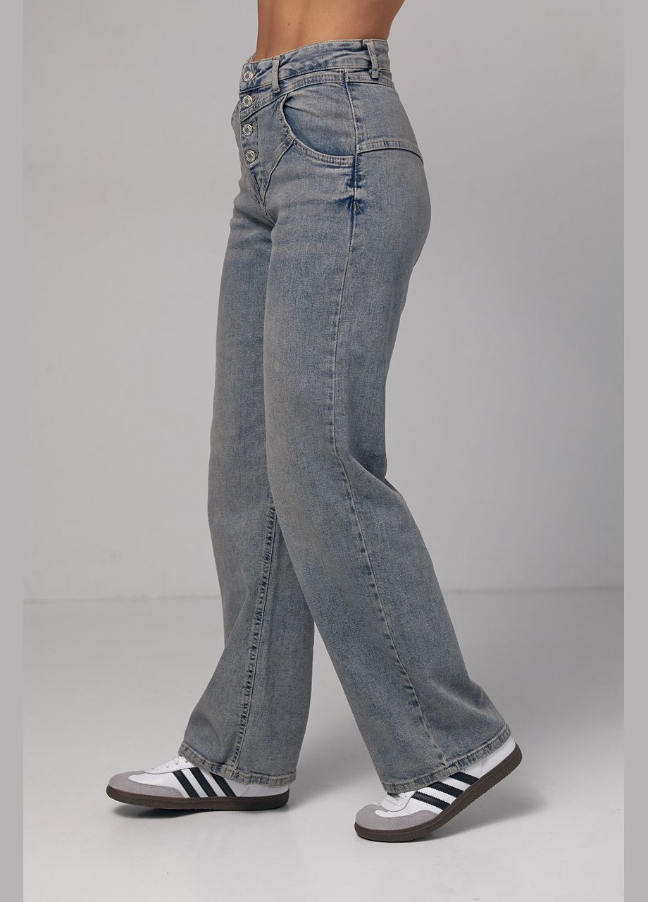 Женские джинсы Straight с фигурной кокеткой - джинс Lurex - (282957655)