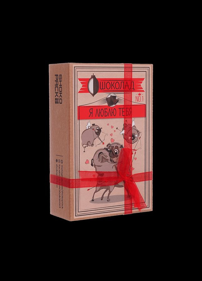 Набір молочного шоколаду 20 плиток Крафт-мопс "Я люблю тебе" OK-1236 100 г Shokopack (364753148)