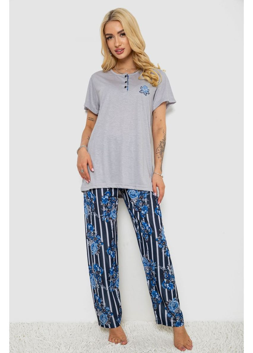 Серая женская пижама с принтом, 243r5886 Stil Moda