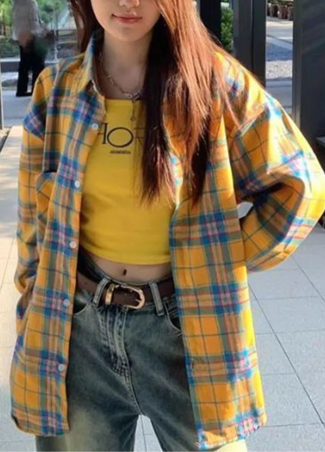 Желтая кэжуал рубашка в клетку G&N с длинным рукавом