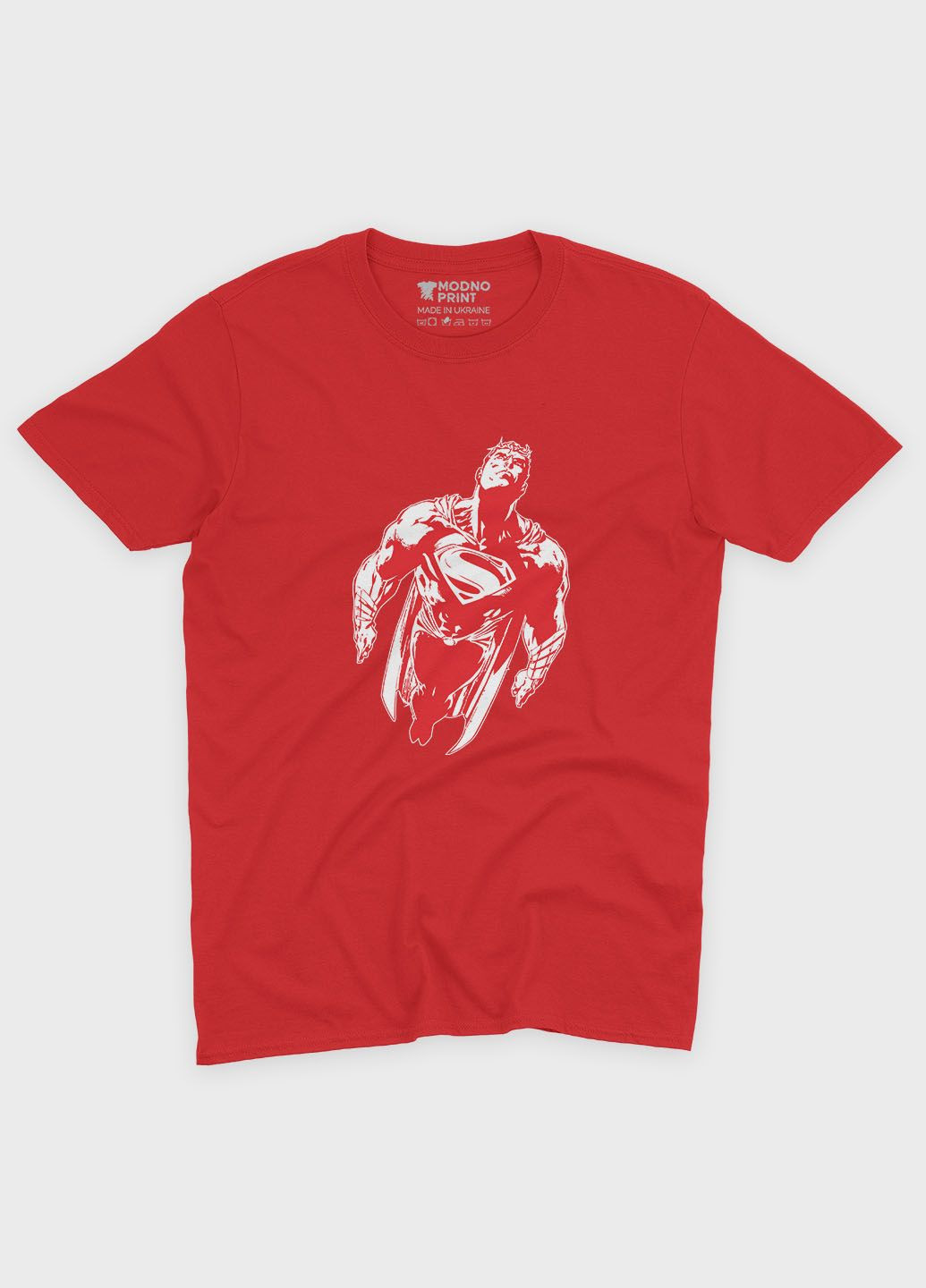 Красная демисезонная футболка для девочки с принтом супергероя - супермэн (ts001-1-sre-006-009-001-g) Modno