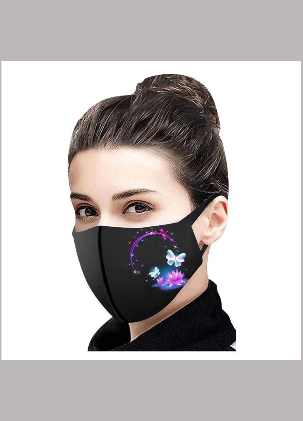 Тканинна маска для обличчя з красивим принтом, що миються, багаторазова маска, легко дихати в ній No Brand (285272309)