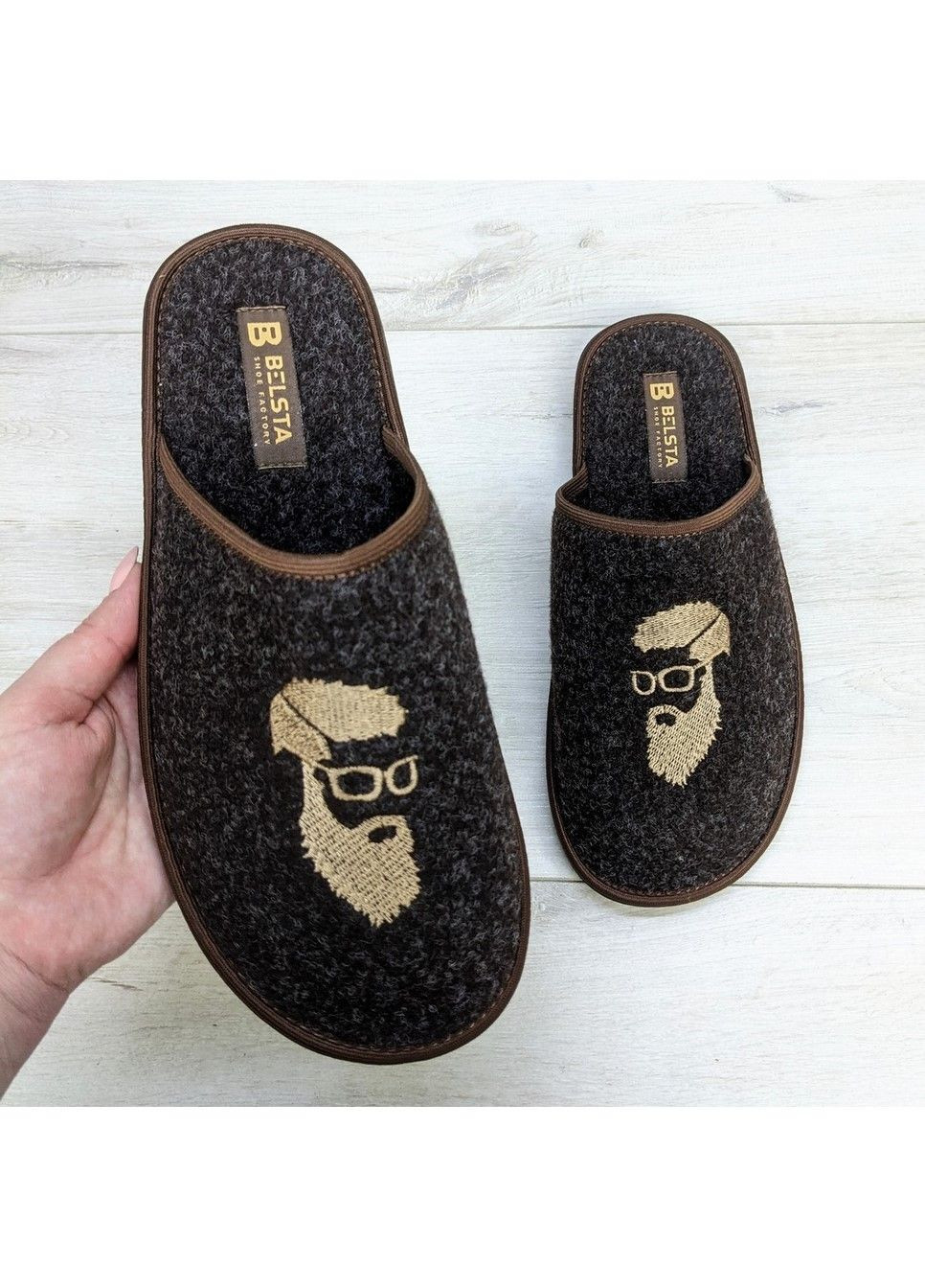 Коричневые тапочки мужские комнатные Белста